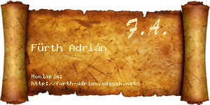 Fürth Adrián névjegykártya